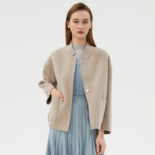 Lorsion Woolen Stand Collar Coat – Women’s Loose Plus Size Easy-Matching Jacket