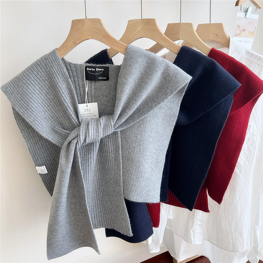 Lorsion Knitted Shoulder Pad Knotted Women’s Scarf – Elegant Versatile Wrap for Air-Conditioned Rooms