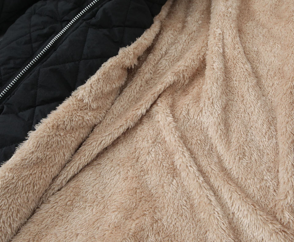 Lorsion Slim-Fit Fleece-Lined Cotton-Padded Coat – Mid-Length Warm Winter Jacket for Women