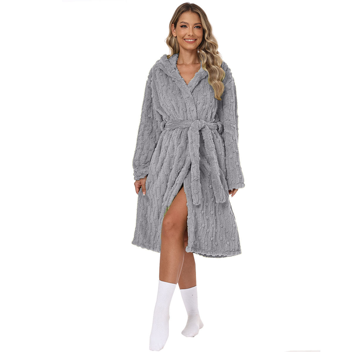 Lorsion Love Flannel Bathrobe – Sweet & Cute Warm Night Robe for Women