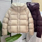 Lorsion Solid Color Puff Cotton Padded Jacket – Women’s Short Hooded Winter Coat