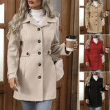 Lorsion Elegant Woolen Coat – Single-Breasted Lapel Mid-Length Jacket for Women