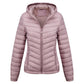 Women's Solid-Color Zippered Hooded Winter Coat Jacket Casual