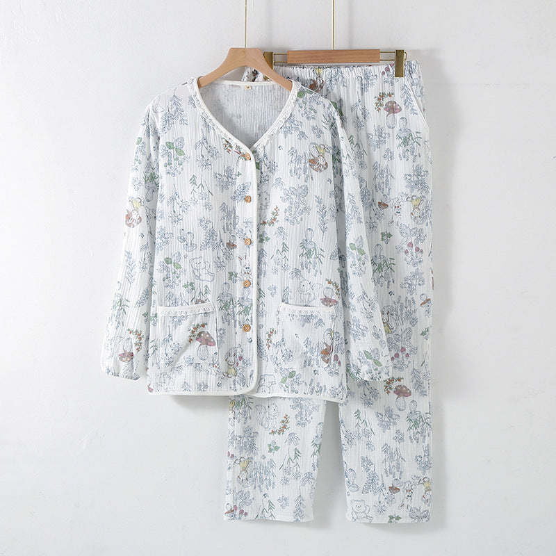 Lorsion Long Sleeve Cotton Homewear Suit – Simple Collarless Loungewear for All Seasons