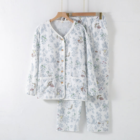 Lorsion Long Sleeve Cotton Homewear Suit – Simple Collarless Loungewear for All Seasons