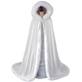 Lorsion Retro Han Chinese Long Wool Cloak – Elegant White Thick Hooded Cape