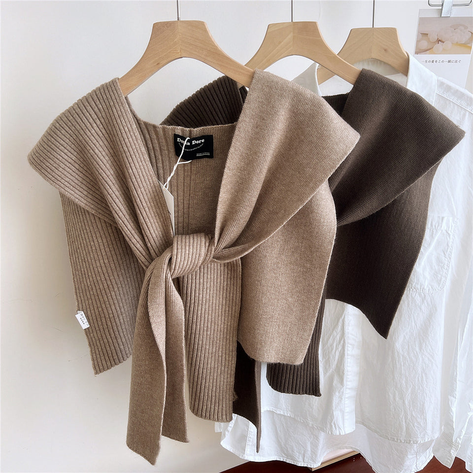 Lorsion Knitted Shoulder Pad Knotted Women’s Scarf – Elegant Versatile Wrap for Air-Conditioned Rooms