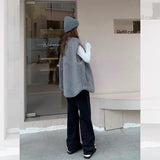 Lorsion Gray Lamb Wool Warm & Loose Vest for Men and Women – Japanese Korean Style Casual Sleeveless Outerwear