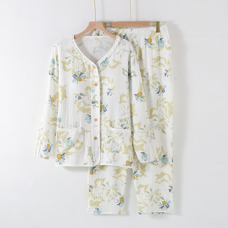 Lorsion Long Sleeve Cotton Homewear Suit – Simple Collarless Loungewear for All Seasons