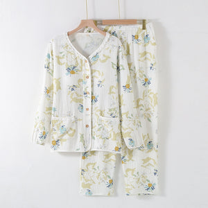 Lorsion Long Sleeve Cotton Homewear Suit – Simple Collarless Loungewear for All Seasons