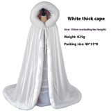 Lorsion Retro Han Chinese Long Wool Cloak – Elegant White Thick Hooded Cape