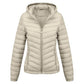 Women's Solid-Color Zippered Hooded Winter Coat Jacket Casual