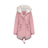 Lorsion Fur Collar Hooded Fleece Padded Coat – Women’s Warm Winter Cotton Jacket