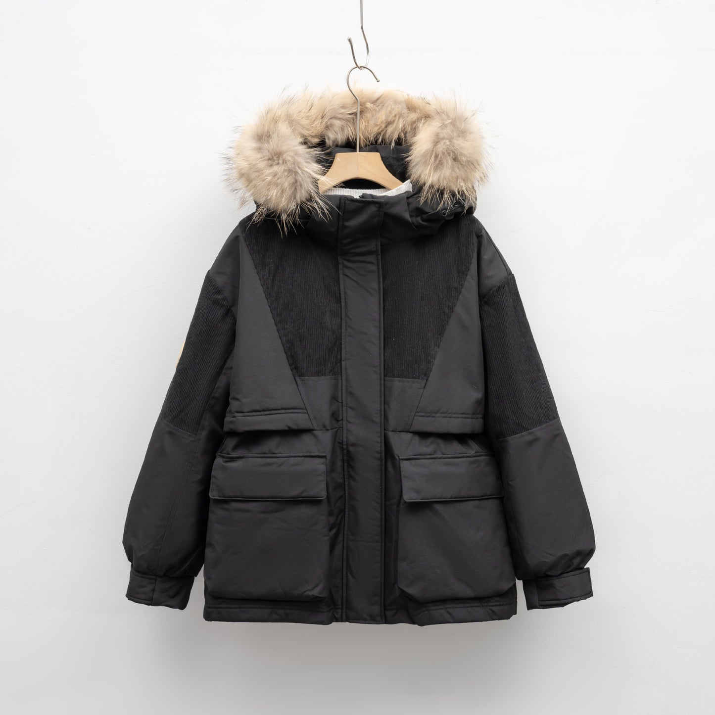 Hooded Jacket Fox Fur Women's Workwear Collar