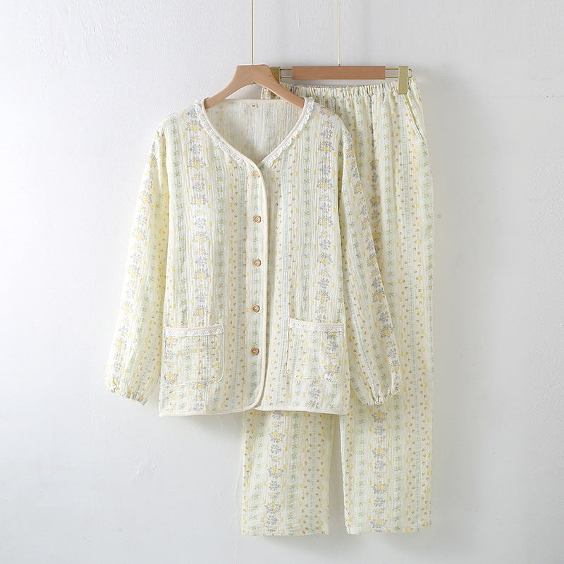 Lorsion Long Sleeve Cotton Homewear Suit – Simple Collarless Loungewear for All Seasons