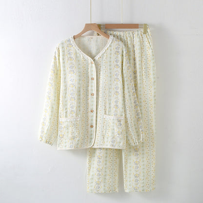 Lorsion Long Sleeve Cotton Homewear Suit – Simple Collarless Loungewear for All Seasons