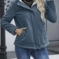 Fleece-lined Hooded Coat Winter Preppy Style Long Sleeve Jacket Warm Pockets Cotton Coat Women's Clothing