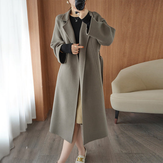 Reversible Cashmere Coat Women's Mid-length Loose Over Knee Coat