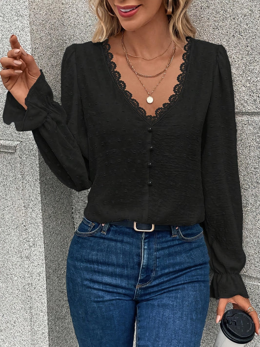 Lorsion All-Match Minimalist Women’s Shirt – Long Sleeve Chenille Top for Daily Wear