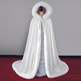 Lorsion Retro Han Chinese Long Wool Cloak – Elegant White Thick Hooded Cape