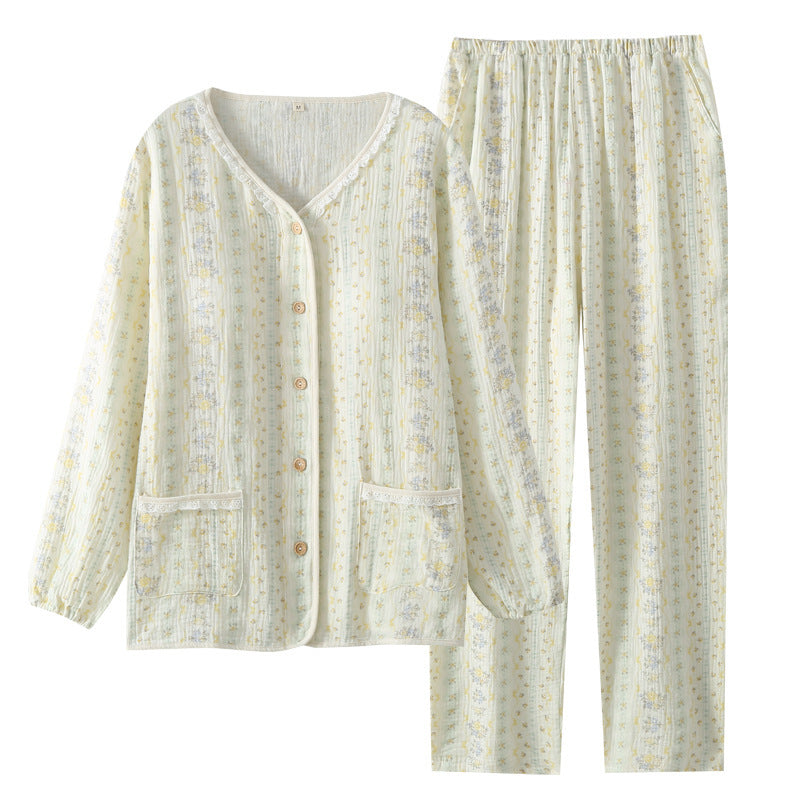 Lorsion Long Sleeve Cotton Homewear Suit – Simple Collarless Loungewear for All Seasons