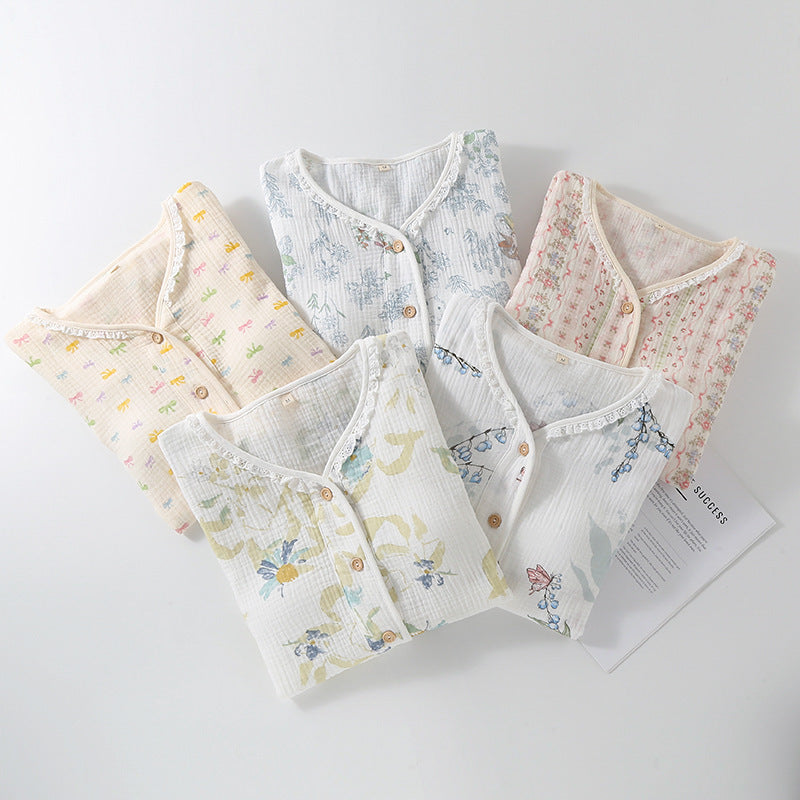 Lorsion Long Sleeve Cotton Homewear Suit – Simple Collarless Loungewear for All Seasons