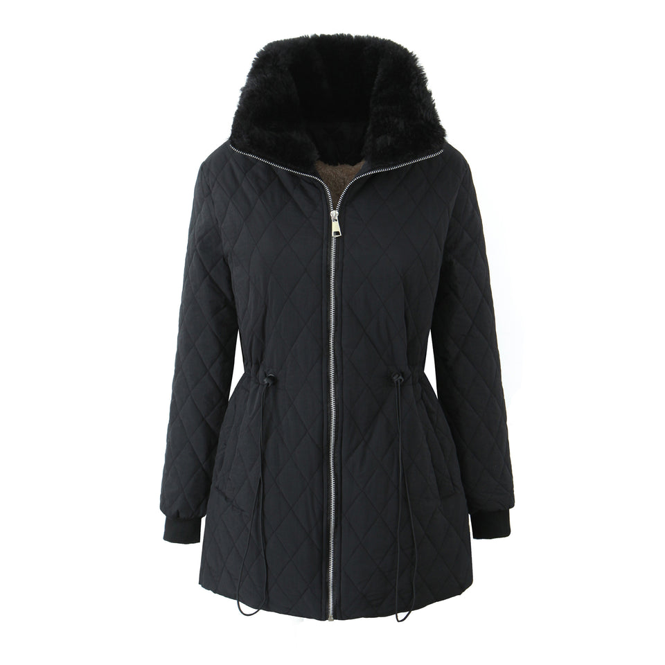Lorsion Slim-Fit Fleece-Lined Cotton-Padded Coat – Mid-Length Warm Winter Jacket for Women