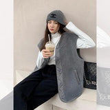 Lorsion Gray Lamb Wool Warm & Loose Vest for Men and Women – Japanese Korean Style Casual Sleeveless Outerwear