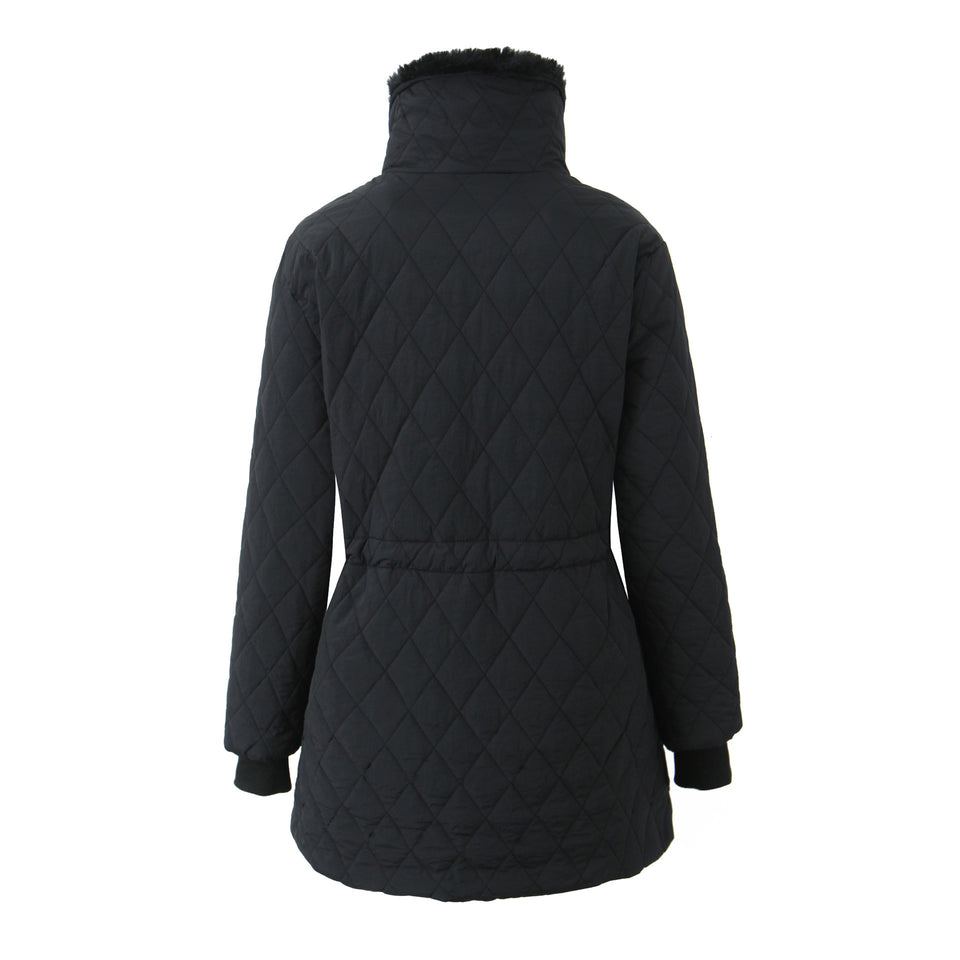 Lorsion Slim-Fit Fleece-Lined Cotton-Padded Coat – Mid-Length Warm Winter Jacket for Women