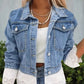 Lorsion Lace Stitching Denim Jacket – Women’s Slim Fit Long Sleeve Jean Coat