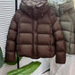 Lorsion Solid Color Puff Cotton Padded Jacket – Women’s Short Hooded Winter Coat