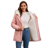 Lorsion Fur Collar Hooded Fleece Padded Coat – Women’s Warm Winter Cotton Jacket
