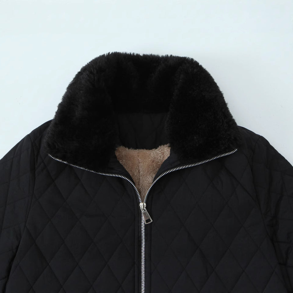 Lorsion Slim-Fit Fleece-Lined Cotton-Padded Coat – Mid-Length Warm Winter Jacket for Women