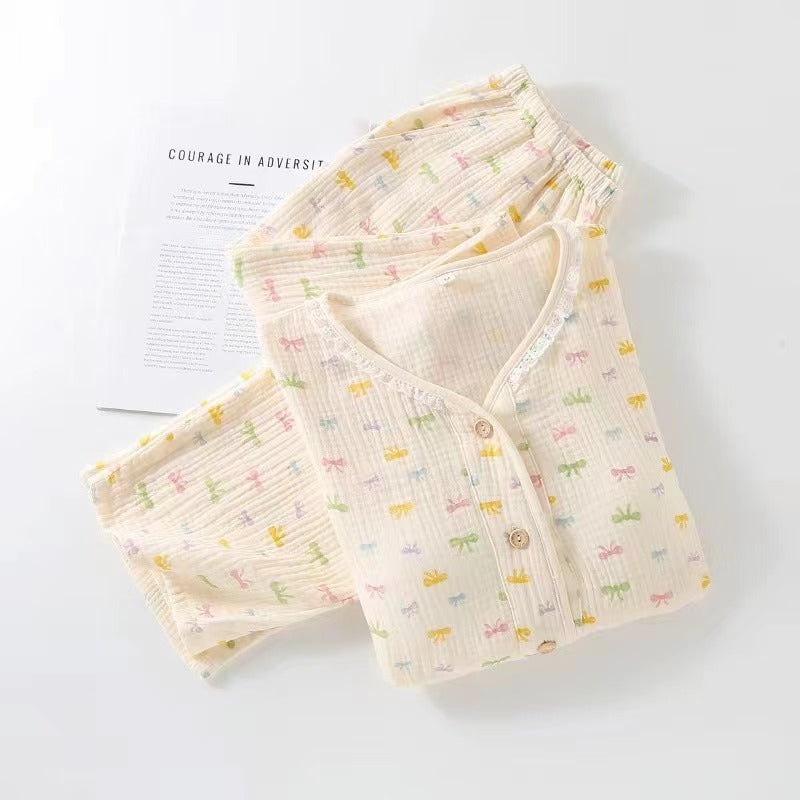 Lorsion Long Sleeve Cotton Homewear Suit – Simple Collarless Loungewear for All Seasons