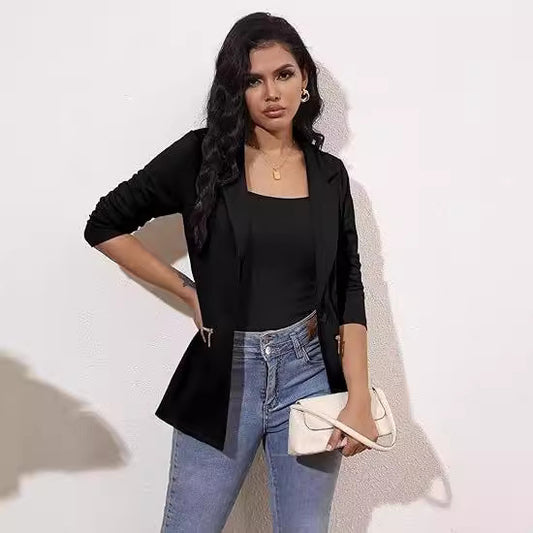 Lorsion Women’s Open-Front Office Blazer – Casual Zipper Work Jacket