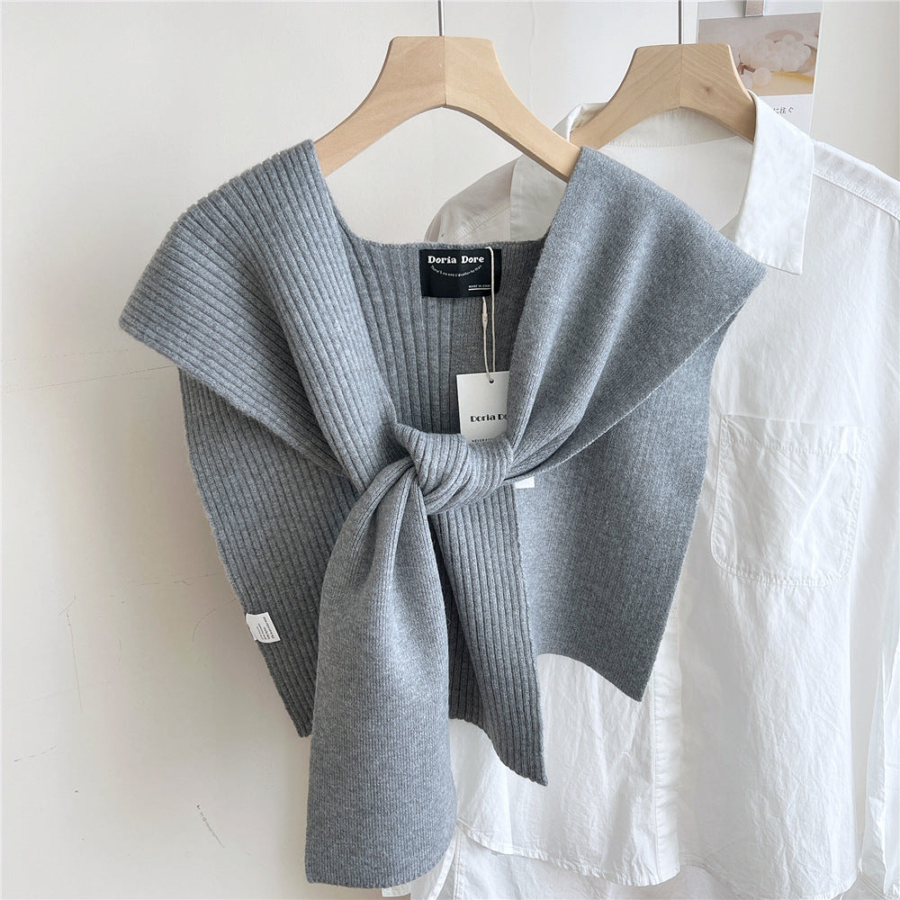 Lorsion Knitted Shoulder Pad Knotted Women’s Scarf – Elegant Versatile Wrap for Air-Conditioned Rooms