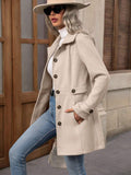Lorsion Elegant Woolen Coat – Single-Breasted Lapel Mid-Length Jacket for Women