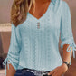 Lorsion Solid Color Jacquard Long-Sleeved Top – Elegant Button Casual T-Shirt for Women