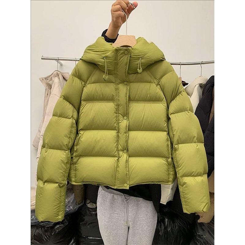 Lorsion Solid Color Puff Cotton Padded Jacket – Women’s Short Hooded Winter Coat