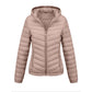 Women's Solid-Color Zippered Hooded Winter Coat Jacket Casual